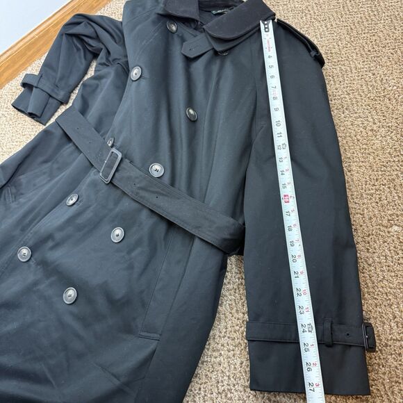 Lauren Ralph Lauren Black Trenchcoat Insulated Cotton Blend Belted Men’s Sz 42S - Picture 13 of 16